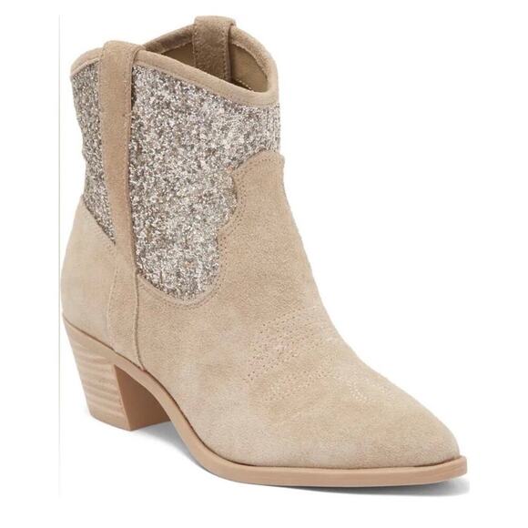 Dolce Vita Shoes - Dolce Vita Sonya Mushroom Suede Glitter Cowboy Cowgirl Boots Sparkle  Sz 6.5